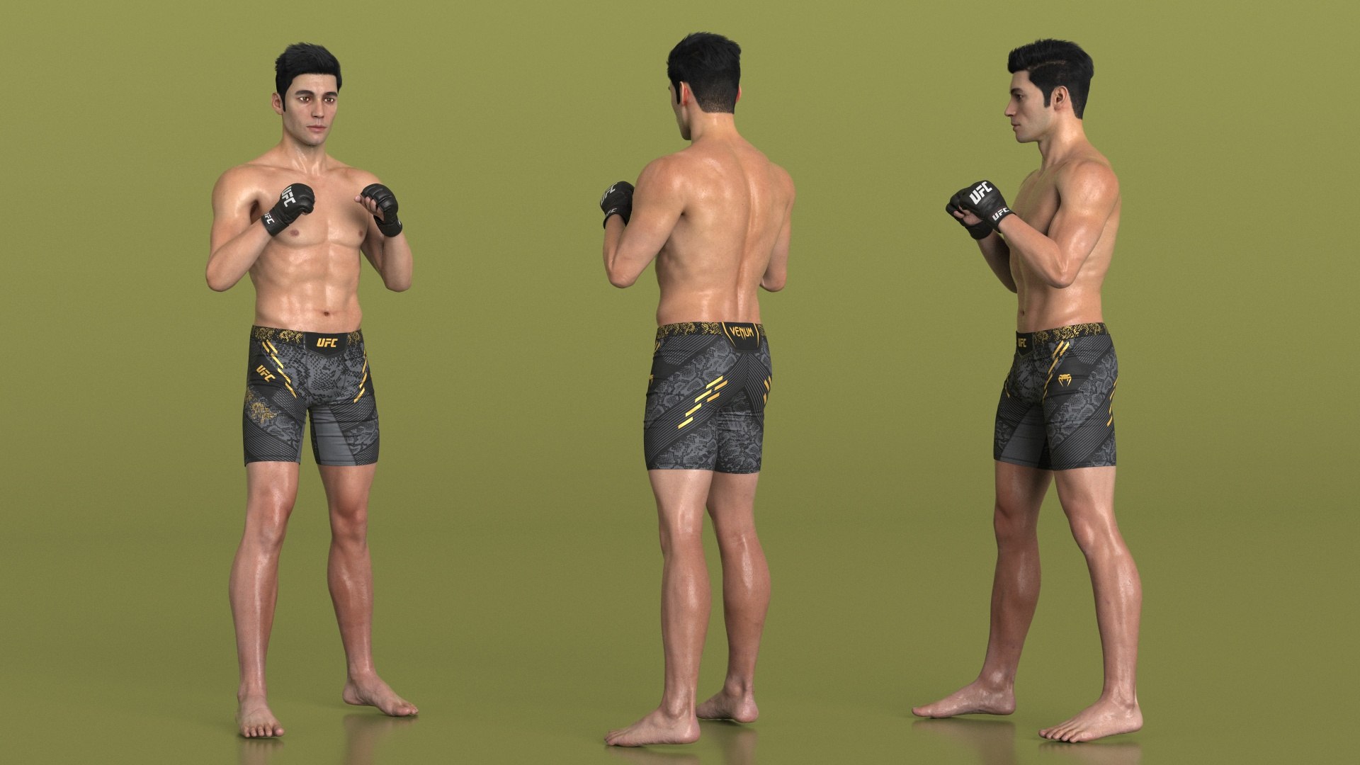 Fighter UFC MMA In Combat Stance Sweaty Fur 3D Model - TurboSquid 2334103