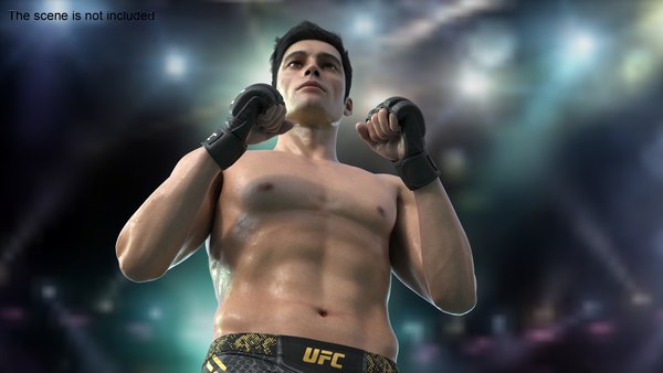 modelo 3d Luchador de UFC MMA en posición de combate con pelaje ...