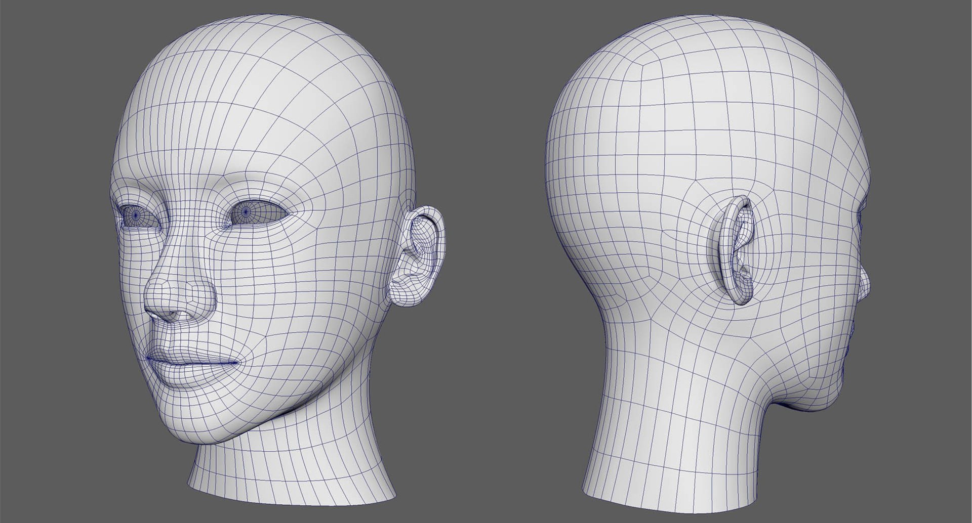 3D Model ASIAN HEAD WOMAN LOW POLY BASE MESH - TurboSquid 1899776