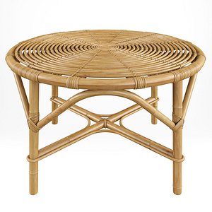 Midcentury Tito Agnoli Italian Round Rattan and Bamboo Coffee Table 1960s