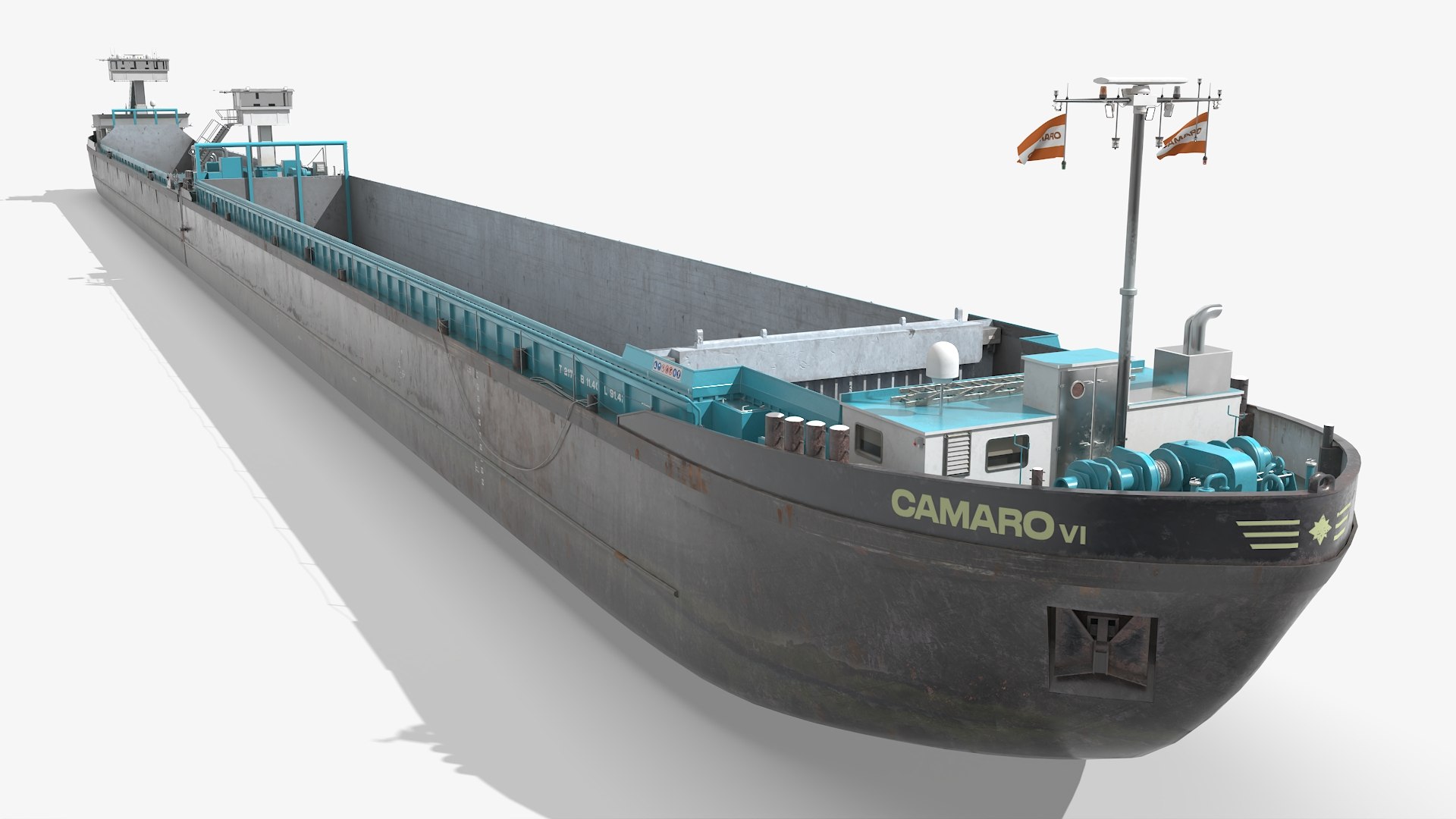 Camaro V Long Cargo Vessel Dutch Flag Gray Rigged 3D model preview