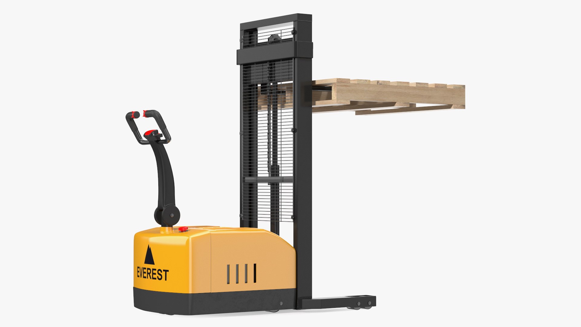 Pallet Stacker Everest Yellow with Wooden Pallet 3D model preview