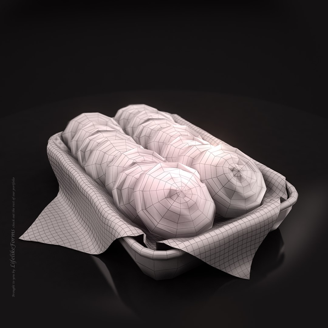 3d model basket pastries