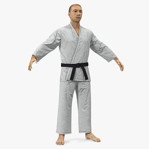 Japanese Karate Fighter with Fur Rigged