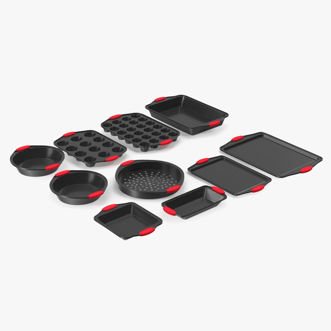 Nonstick Bakeware Baking Pans Set 3D model preview