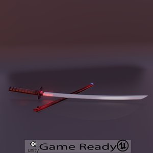 Semi sci-fi japanese katana Low-poly