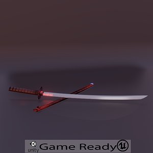 Semi sci-fi japanese katana Low-poly