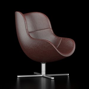 3D scandinavian swivel chair brown leather