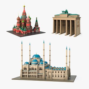 Low Poly Cartoon Buildings Collection