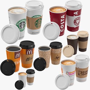 Coffee Paper Cups Collection 3D