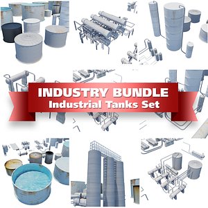 set industrial tanks containers 3d model