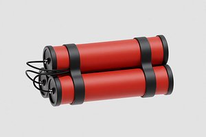 3D Time bomb wired with TNT cartoon model