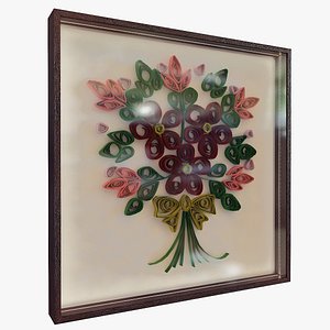 Quilted Flowers 01 In a Frame