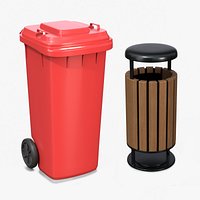 Modern Waste Bin - Street Trash Can Duo