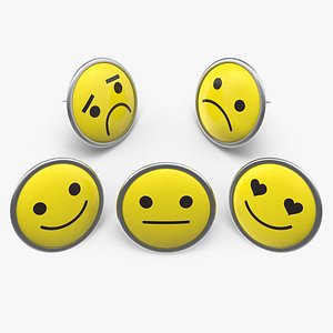 3D model assorted smiley face pins