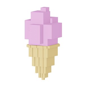 Ice cream cone  8 bit voxel art 3D