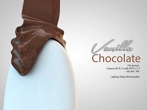 Animate liquid of vanilla chocolate ice cream simulation