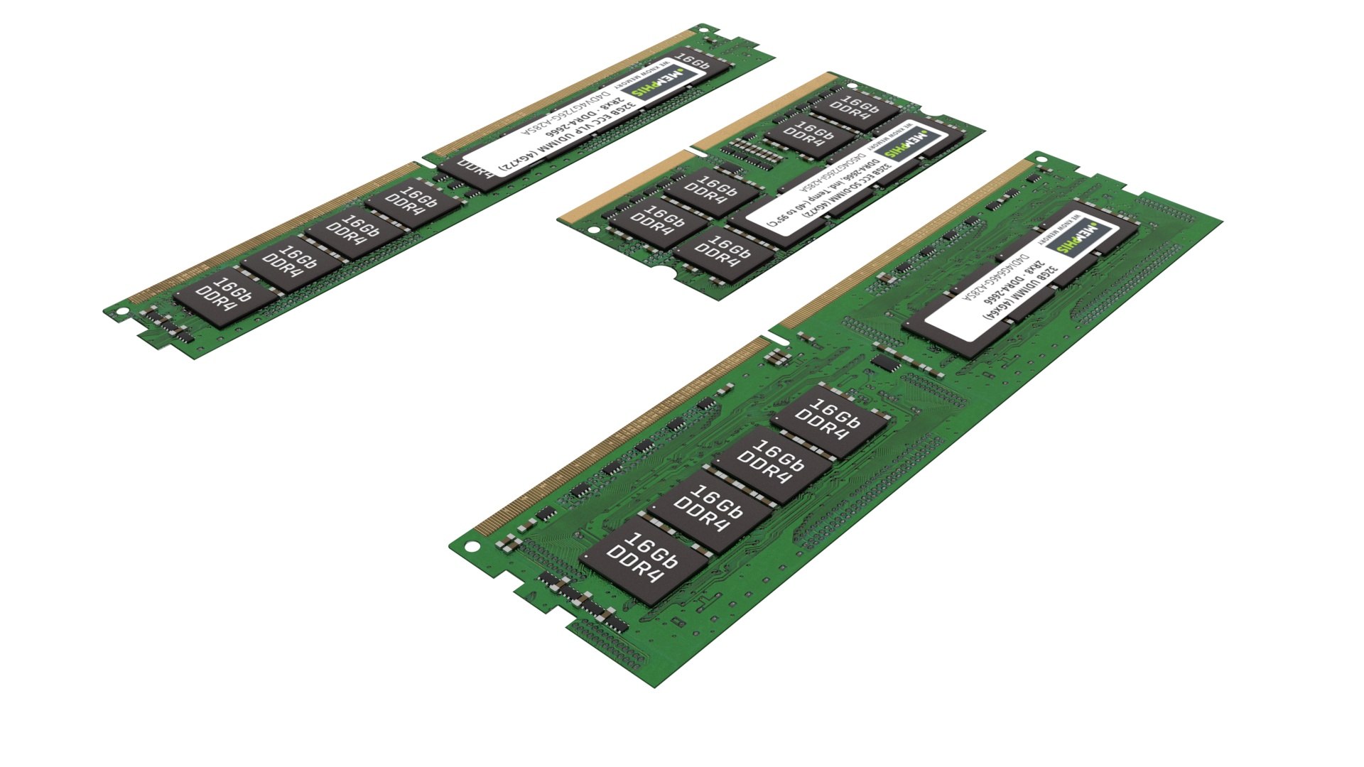3 Piece Of Memory Modules Set Model - TurboSquid 1769041