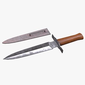 WW1 M1916 Avenger French Fighting Knife Low-poly PBR 3D model