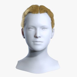 3D Classic Short Middle Part Wavy Hair Low-Poly - Game Ready