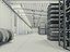 Escena 3D del interior de un almacén industrial moderno