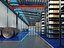 Escena 3D del interior de un almacén industrial moderno