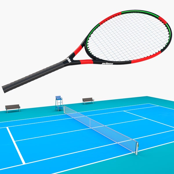 3D tennis court racket model