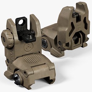 MBUS Desert Flip Up Sight Modular - PBR - Game Ready Low Poly 3D model