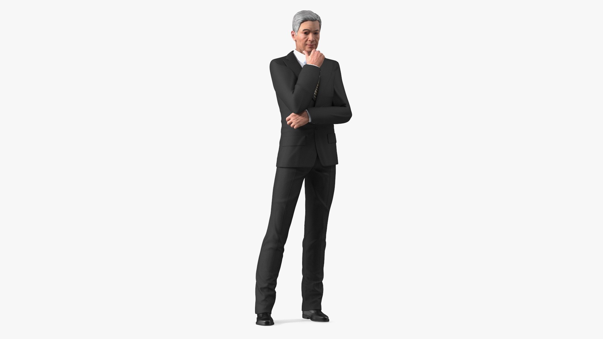 Chinese Elderly Man Business Style Rigged 3D model preview