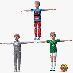 Child Boys Rigged Collection for Cinema 4D 3D model