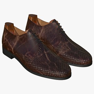 3D Realistic Leather Shoes Brown model