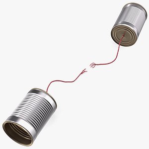 3D Tin Can Phone with Torn String model
