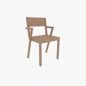 3D Modern Scandinavian Minimalistic Oak Wood Chair model