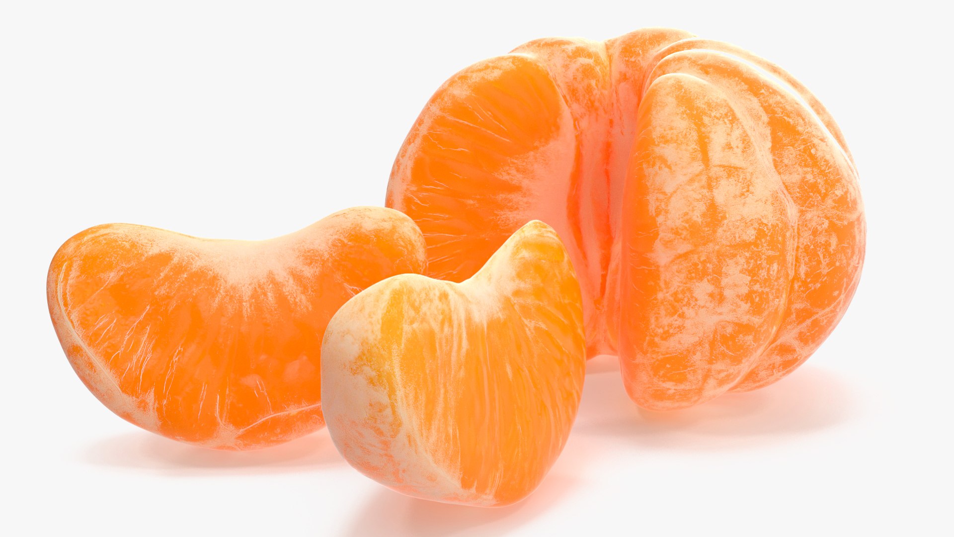 Peeled Tangerine Fruit with Slices 3D model preview