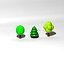 free cartoon trees 3d model