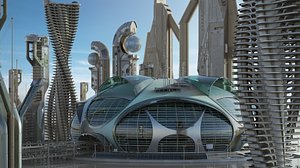 sci-fi buildings 3D model