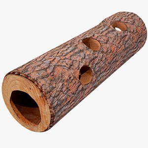 Wooden Rodent Pet Toy Tunnel Accessory 3D model