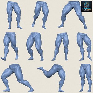 Muscular Man Leg Pose Collection Print Ready 3D Models 3D model