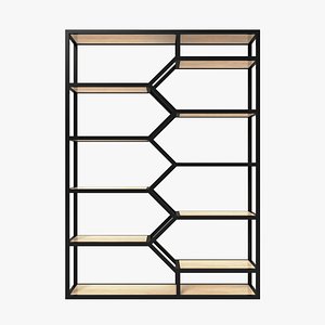 3D Modern Bookshelf zig-zag shape model