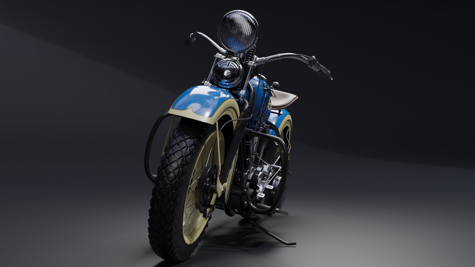 Harley Davidson Knucklehead EL 1936 Motorcycle Low Poly 3D