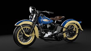 Harley Davidson Knucklehead EL 1936 Motorcycle Low Poly