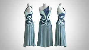 Woman Dress 2 Blue Cyan Simply Geometry 3D
