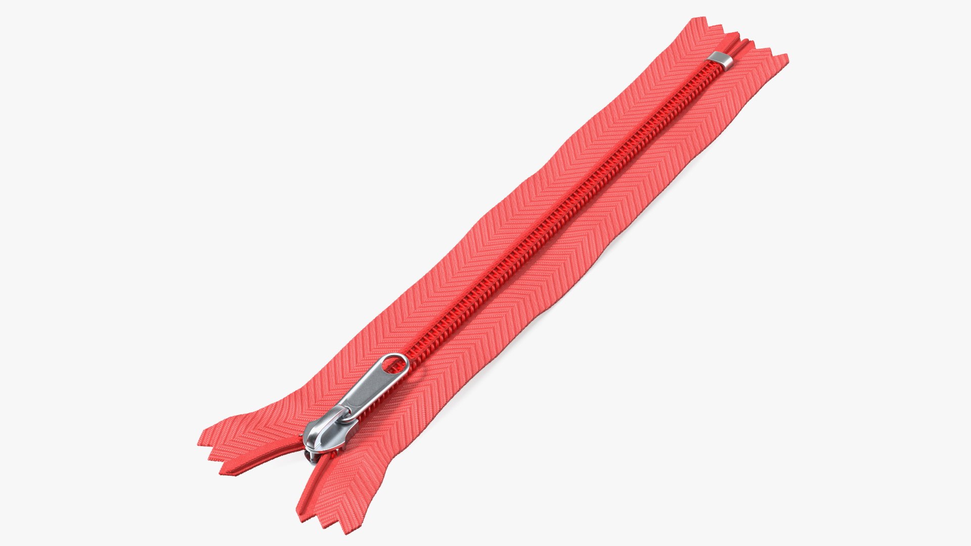 Nylon Coil Zipper with Stopper Red 3D model preview