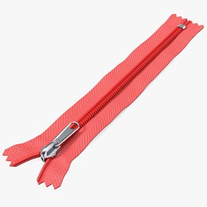 Nylon Coil Zipper with Stopper Red 3D model