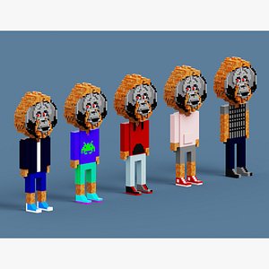 3D NFT Voxel Orangutan Characters