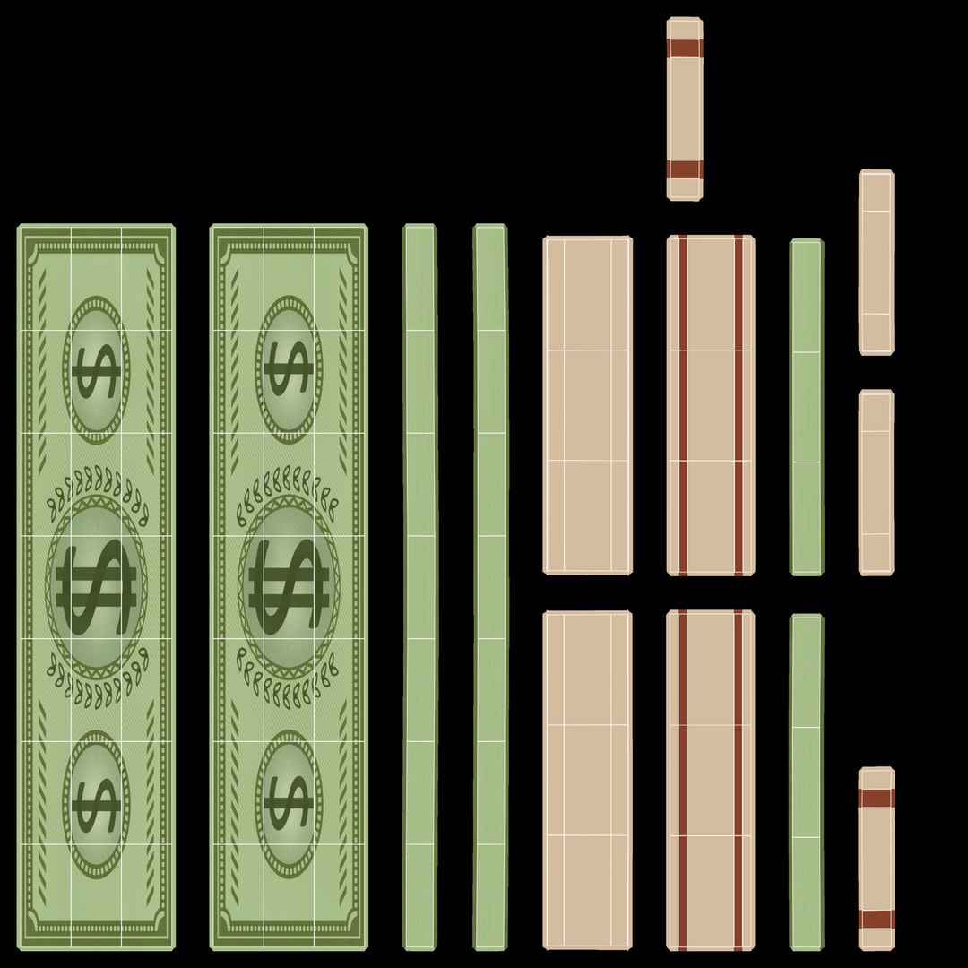 3D Model Cartoon Bills Stack - TurboSquid 2268322