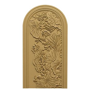 Classic Lotus Arch wall decor Relief STL Mural CNC 448 3D model
