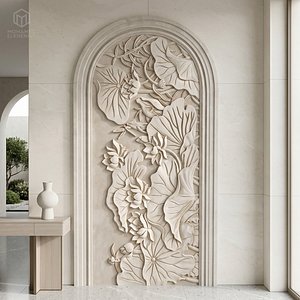 Classic Lotus Arch wall decor Relief STL Mural CNC 448 3D model