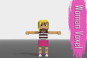 Voxel woman low poly