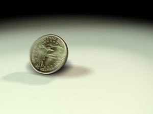 3d coin falling twirling